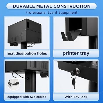 Photo Booth Printer Stand Station for DNP DS620 RX1HS QW410 HiTi P525L Heavy Duty Metal Holder Box Cover Place Hide Printer Bracket Compact Case Assemble Sturdy for Wedding Event Party