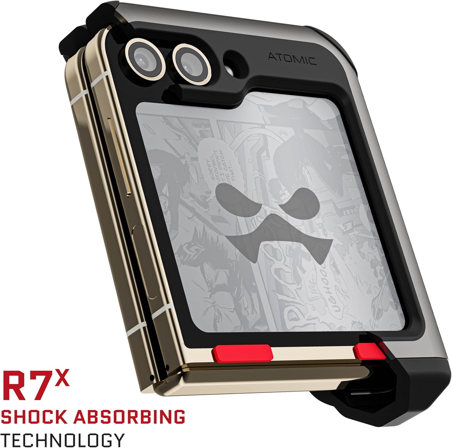 Ghostek Atomic Slim Samsung Z Flip 5 Case - Leather Back with Aluminum Metal Bumper, Shockproof & Dual Layer Protective Phone Case, Limited Edition Color for 2023 Galaxy Z Flip 5 Case (6.7")(Gunmetal)