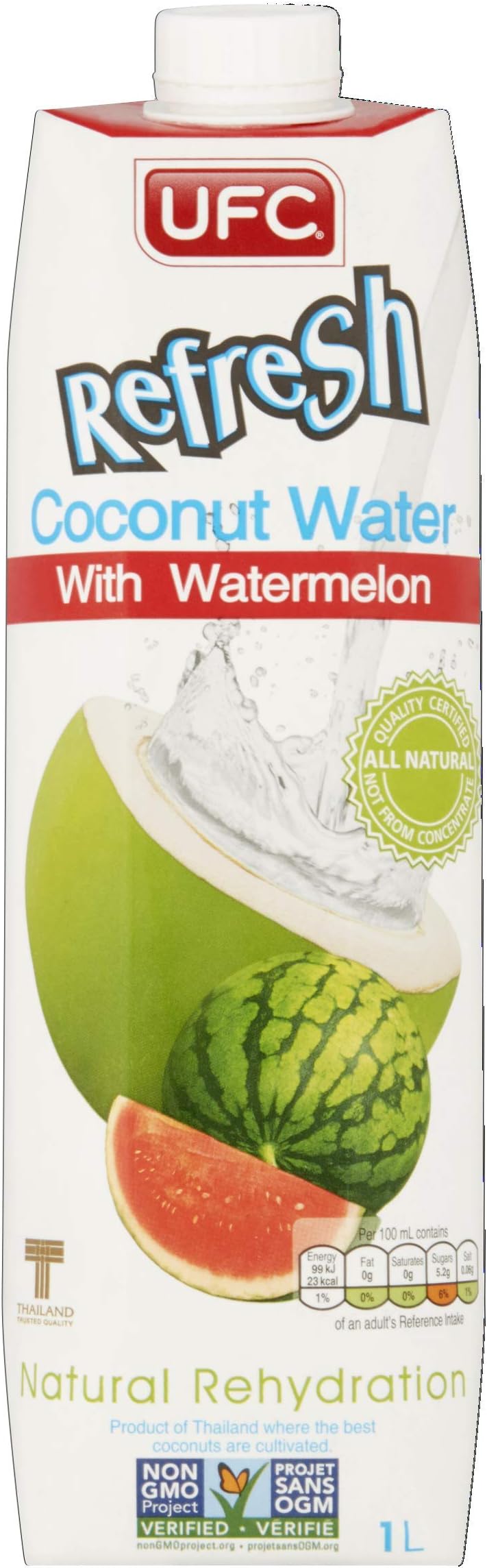 UFC RefreshCoconut Water with Watermelon, 1 Litre, Pack of 6