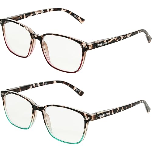 Foster Grant womens Kendall 2-pack Reading Glasses Square Reading Glasses