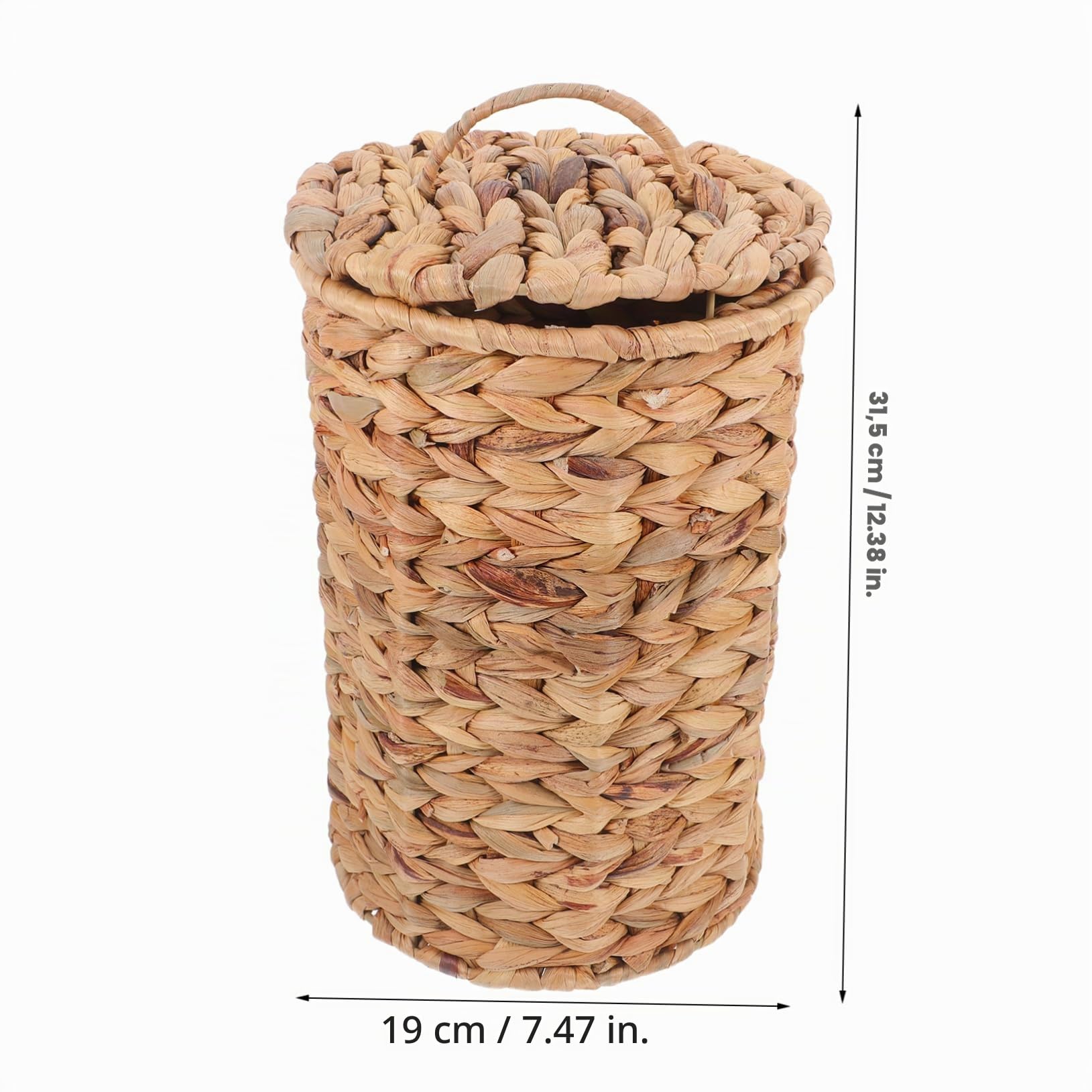 Cestas de Mimbre Hechas a Mano en Forma de Calabaza con Tapa, Bote de Basura Decorativo para Escritorio y Oficina con Estilo Rústico Natural