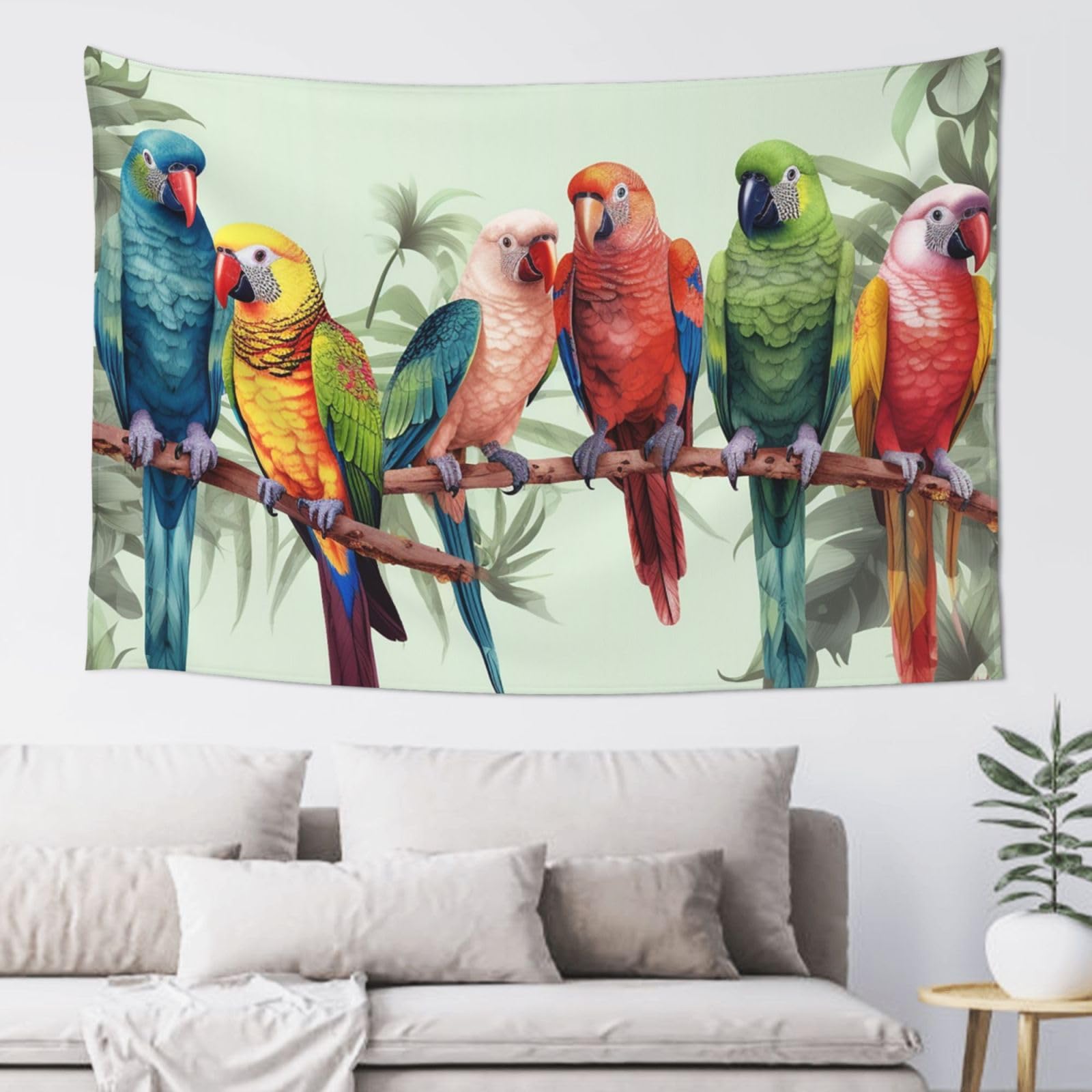 FodPand Colorful Parrots On Tree Tapestry for Bedroom Aesthetic, Wall Hanging Tapestries Art Decor Backdrop Wall Tapestry for Dorm Living Room Funny Poster Party Banner Background 40" X 60"