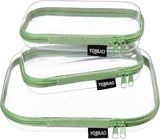 YQBRAO 투명 하드 쉘 오거나이저 케이스, 3팩, 그린 | 가정 보관, 여행 및 일상 필수품을 위한 멀티 사이즈 디자인의 견고한 1.2mm 투명 PET 오거나이저