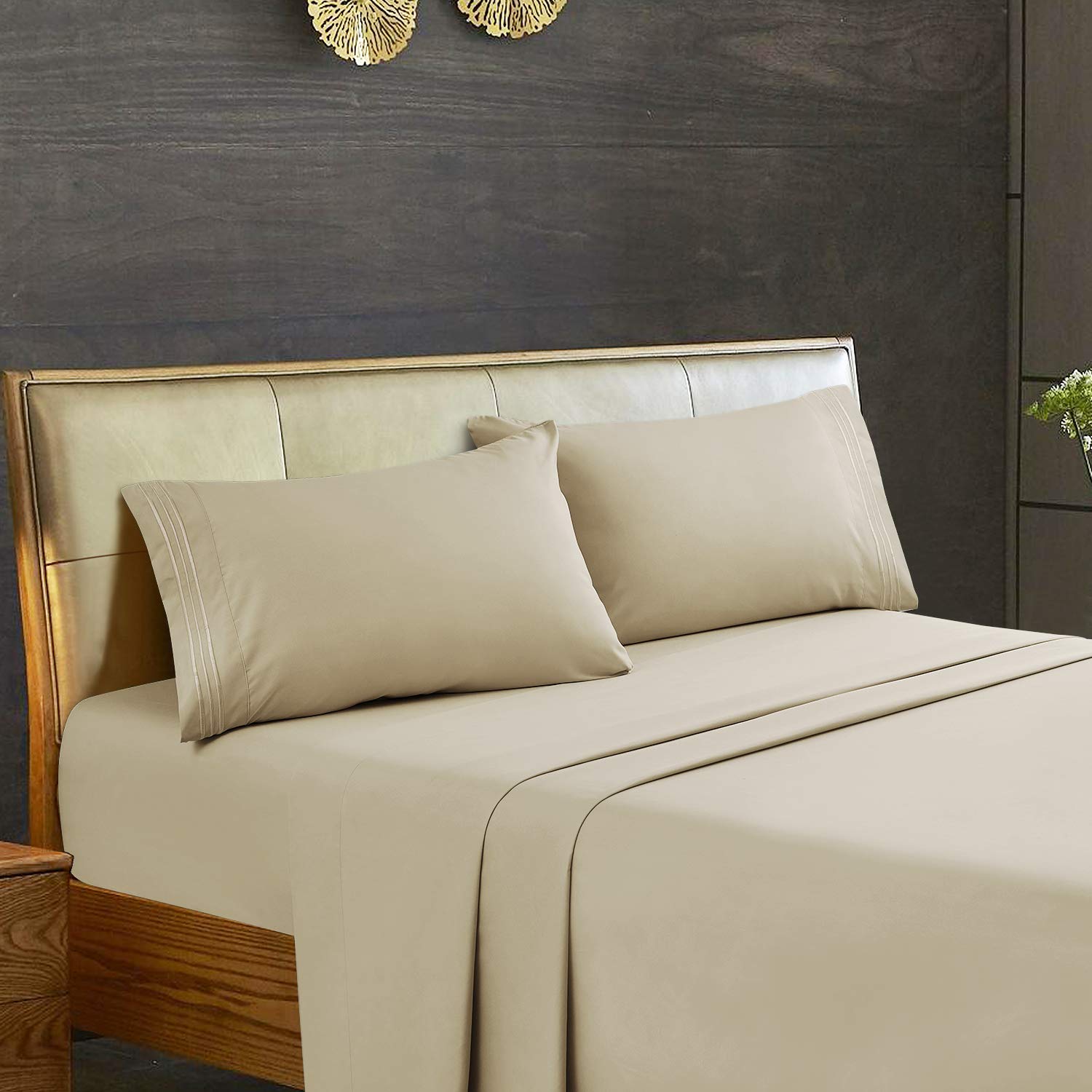 HOMEIDEAS 6-teiliges Bettwäsche-Set Super-Kingsize – Gebürstete Mikrofaser, 1800 Serie, Tiefe Taschen, Grau