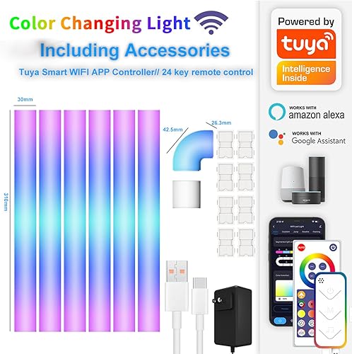 Miniatura 6 de cosoway Luces de pared LED inteligentes deslizantes, apliques de pared LED para juegos, TV de dormitorio, sala de estar, control remoto y aplicación