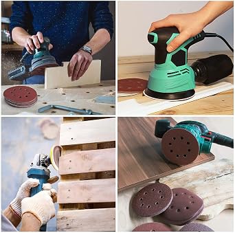 210 Pcs 125 mm Sanding Discs, 5 Inch 8 Hole Hook and Loop Sanding Pads for Random Orbital Sander, 30 x 40 60 80 120 180, 20 x 240 320 400 (Mixed Grit)