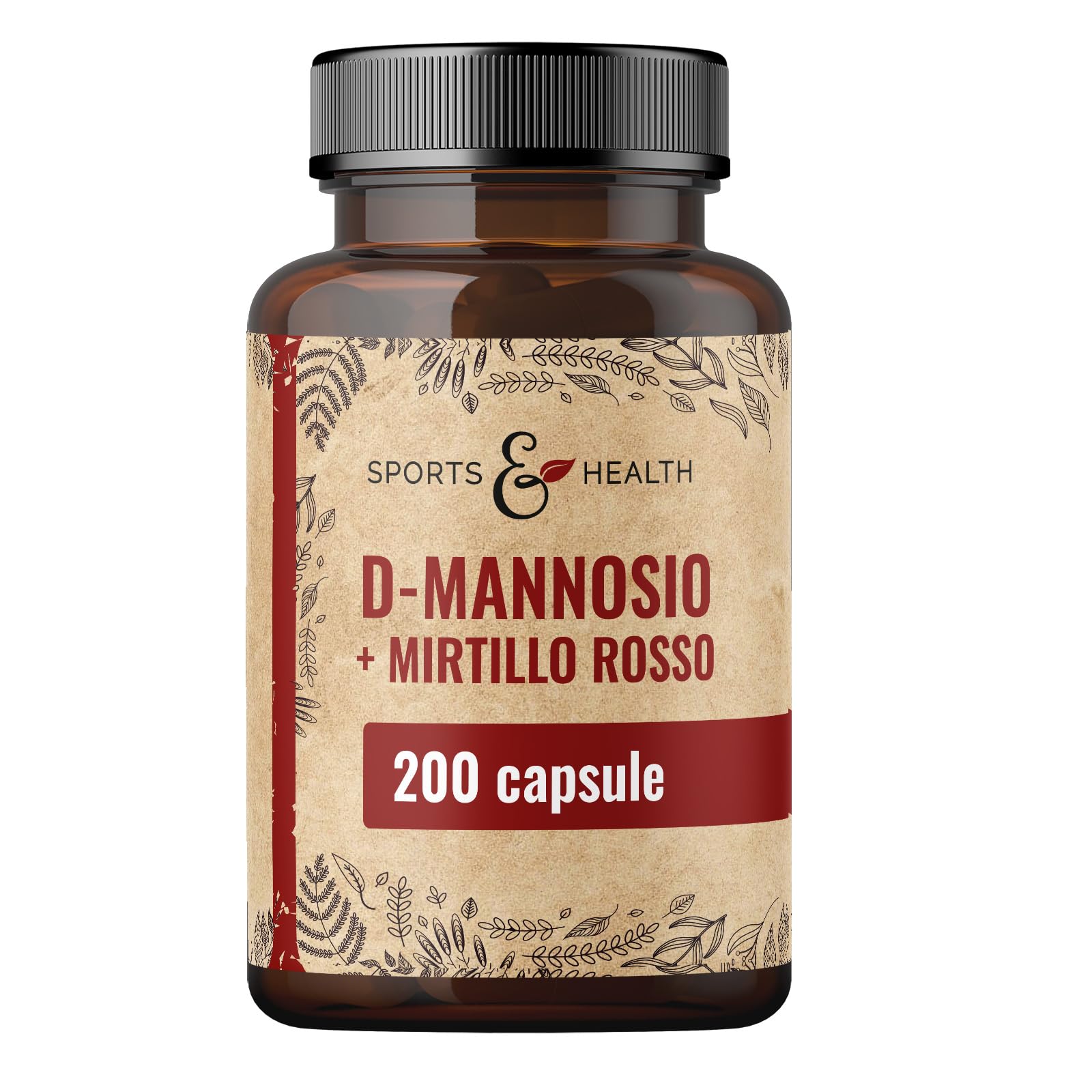 Capsule di D-Mannosio e Cranberry – 200 capsule vegane – con D-Mannosio in polvere e Cranberry – 500 mg per dose giornaliera