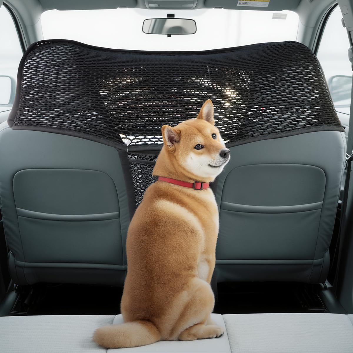 Car Dog Barrier Net Car Mesh Organizer Back Seat Divider for Dog Easy Install 2 Pieces (for Split Seats)
