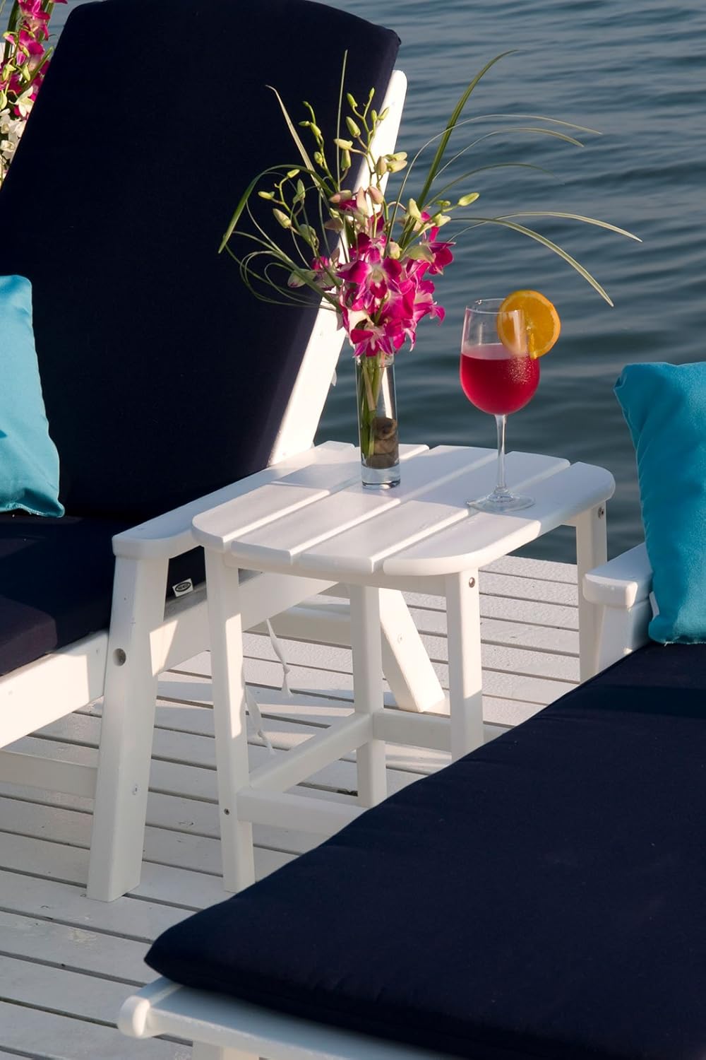 Polywood Adirondack Chair & 18" Side Table Bundle, Sand