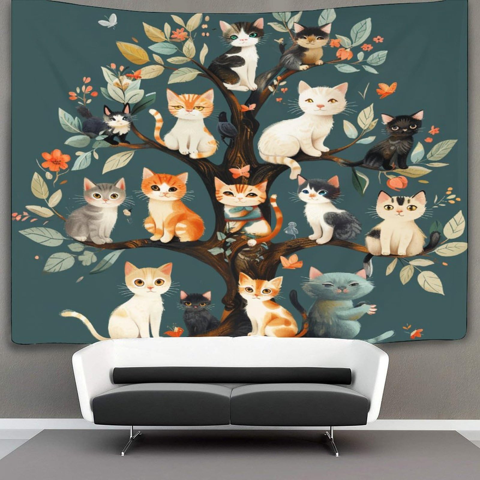 kaiyun Cute Cat Tapestry Cartoon Animals Wall Hanging Bedroom Home Decor 180cmx230cm