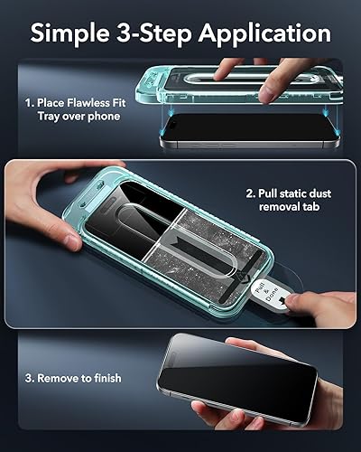 Miniatura 4 de ESR Paquete de 3 protectores de pantalla de privacidad para iPhone 15 Pro Max, protector de pantalla de privacidad de vidrio templado antiespía con