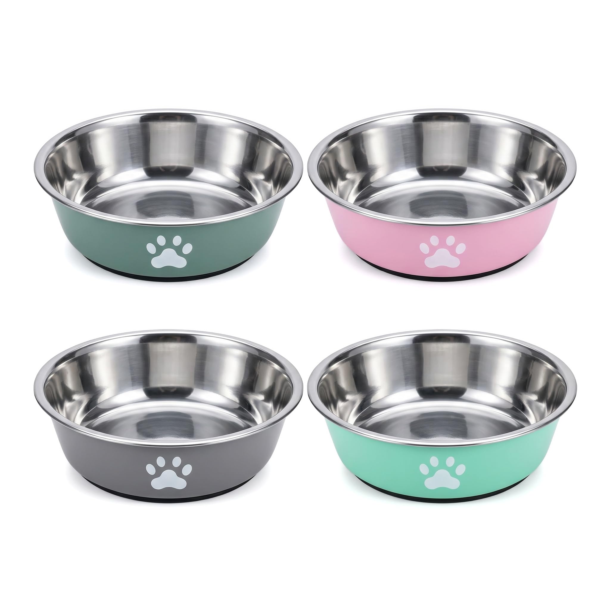 860ml Dog Bowls, Stainless Steel Dog Bowls with Nonslip Silicone Bottom