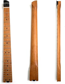Headless Electric Guitar Neck   Roasted Maple 24 Frets, Black Metal Locking Nut, 56mm Heel, 42mm String Width   Compatible with Strandberg, Kiesel, Steinberger