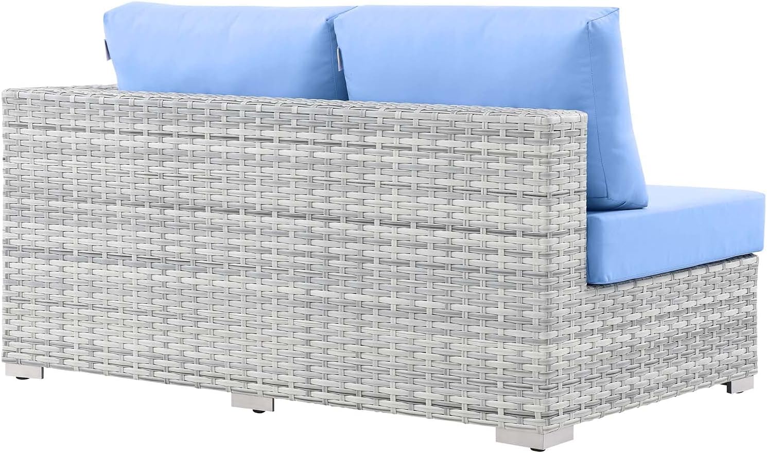 Modway Convene Wicker Rattan Outdoor Patio Left-Arm Loveseat in Light Gray Light Blue