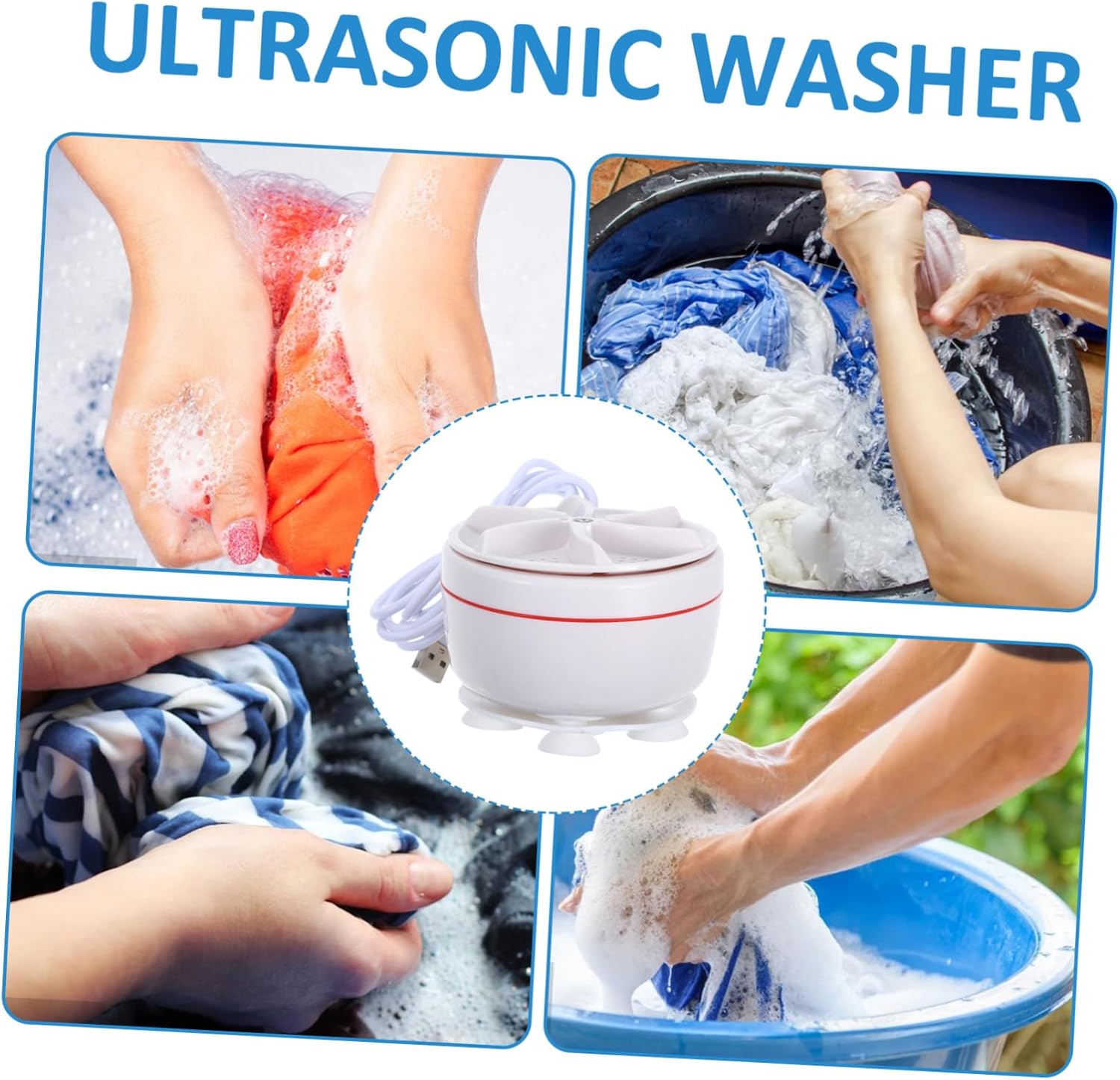 Uonlytech Portable Mini Ultrasonic Folding Washer for Travel and Business Trips Compact Turbine Washing Machine for Delicate Clothes Socks Underwear Cleaning Hands Operation Durable and
