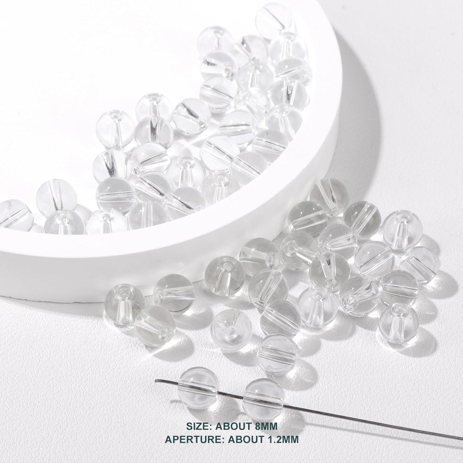 100PCS 8mm Natural Clear Quartz Beads Gemstone Round Loose Beads for Jewelry Making Chakra Crystal Stone Beads for Bracelets Necklace Earrings Making Supplies (100pcs/Strand) - Image 2