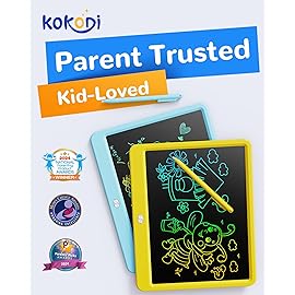 KOKODI LCD Writing Tablet, 12 Inch Colorful Toddler Doodle Board Drawing Tablet, Erasable Reusable Electronic Drawing Pads, Educational and Learning Toy for 3-6 Years Old Boy and Girls(Yellow)