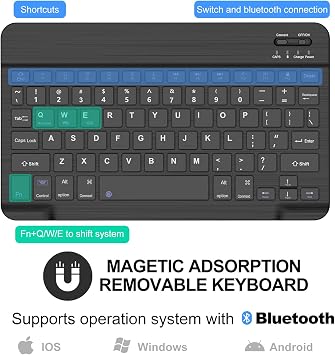 Keyboard Case for Samsung Galaxy Tab A9+ Tablet 11, Dechatable Keyboard Bluetooth, Smart Cover Galaxy A9 Plus Tablet Case with Keyboard, Leather Folio Case for Tab A9 Plus with Pencil Holder, Black