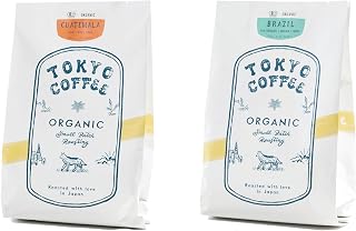TOKYO COFFEE 東京コーヒー オーガニック グアテマラ 200g ＆ ブラジルサントス コーヒー豆 200g 中深煎り 有機JAS 豆のまま セット