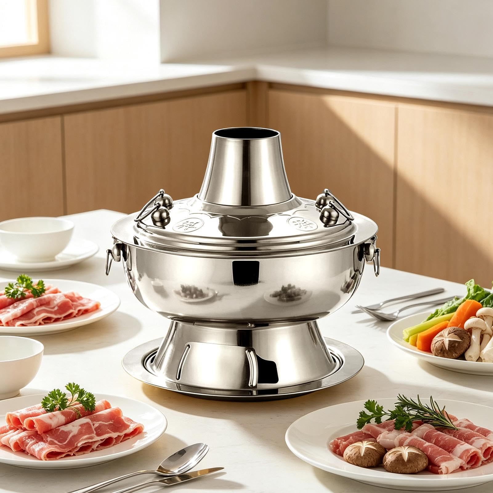 Hot Pot Holzkohle Edelstahl Kochutensil Mit Schneller Erhitzung | Dessert-Display-Feuertopf Für Hausbesitzer Camper Partys Feiern Camping Picknick Restaurants Buffetservice Hochzeiten