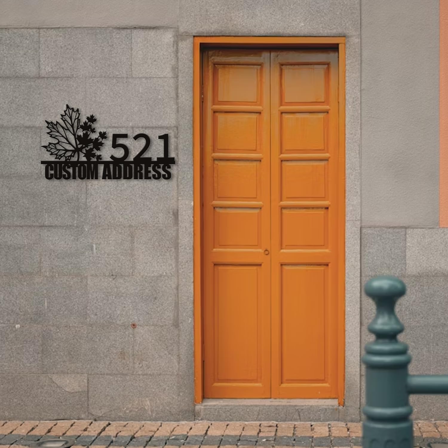 Personalized Maple Leaf Metal Address Sign, Custom House Number Plaque with Leaf Design, Outdoor Garden Decor for Porch, Yard and Entryway (Style-1)