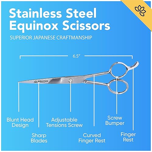 Vista 17 de Equinox - Juego de tijeras de peluquero profesional, incluye tijeras y tijeras de adelgazamiento para cortar el cabello y aseo, accesorios de acero