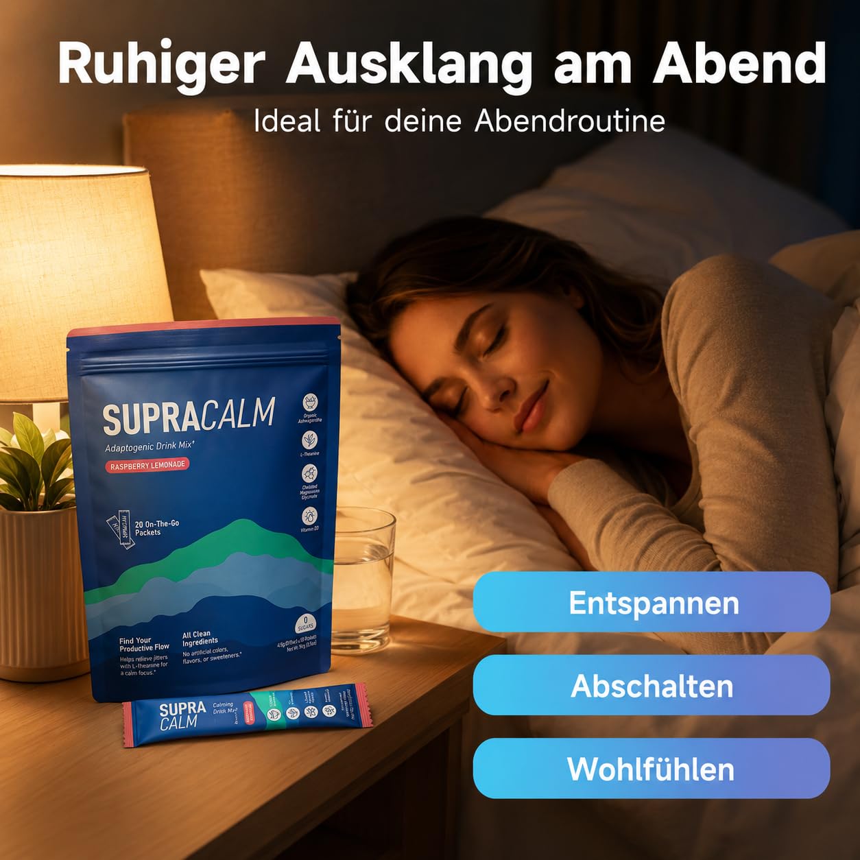 Jello Cortisol Cocktail Pulver – 20 Stück, Cortisol senken Pulver zum Abnehmen, Supercalm Formel für Stressreduktion, bessere Konzentration & erholsamen Schlaf