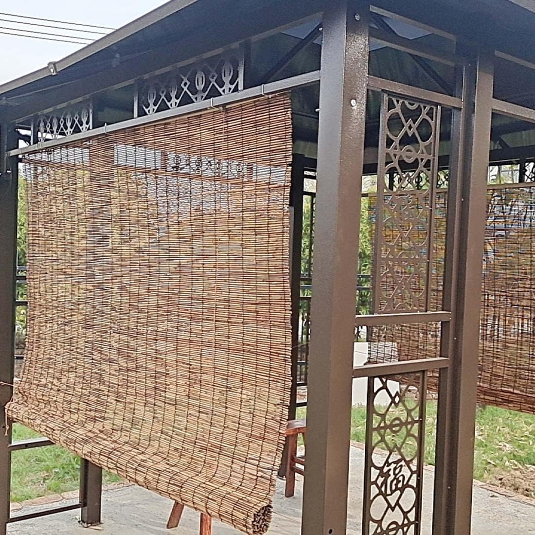 天然竹すだれ 簾 遮光 竹ローラーブラインド 半透明 竹製スクリーン 目隠し 葦 すだれ リフト装置付き 屋内 屋外 プライバシー保