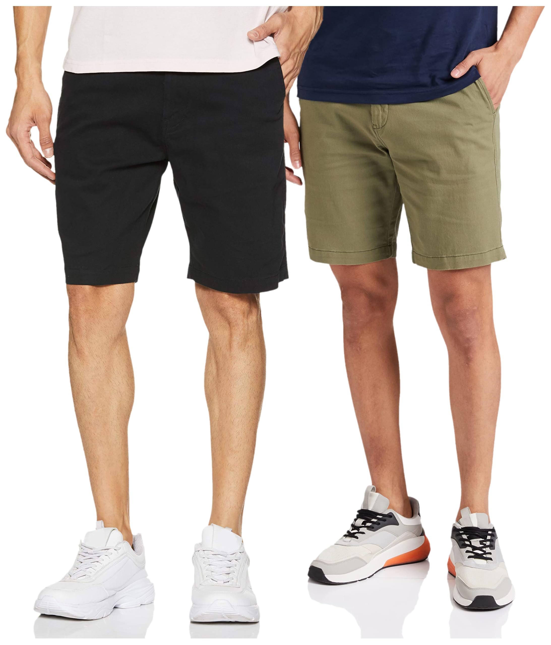 amazon brand - symbol Men's Cotton Chino Shorts | Half Pants | Nikker | Stretchable Lounge Wear (Casual | Summer | Bermuda) (Black2 + Light Olive_42) (Combo Pack of 2)-picture-26
