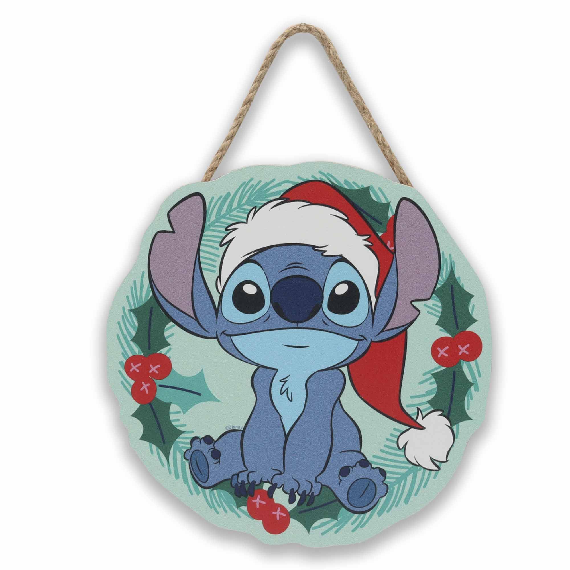 Couronne de Noël mignonne en bois Stitch le cadeau idéal pour décorer les fêtes