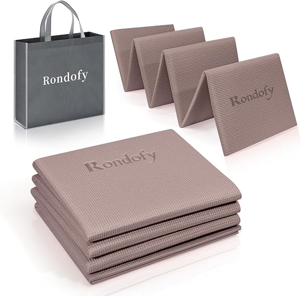 Rondofy ヨガマット 折りたたみ 6mm トレーニングマット 折り畳み 持ち運びに便利 エクササイズマット フィットネス ピラティス ヨガマット 人気 収納袋付き - 1