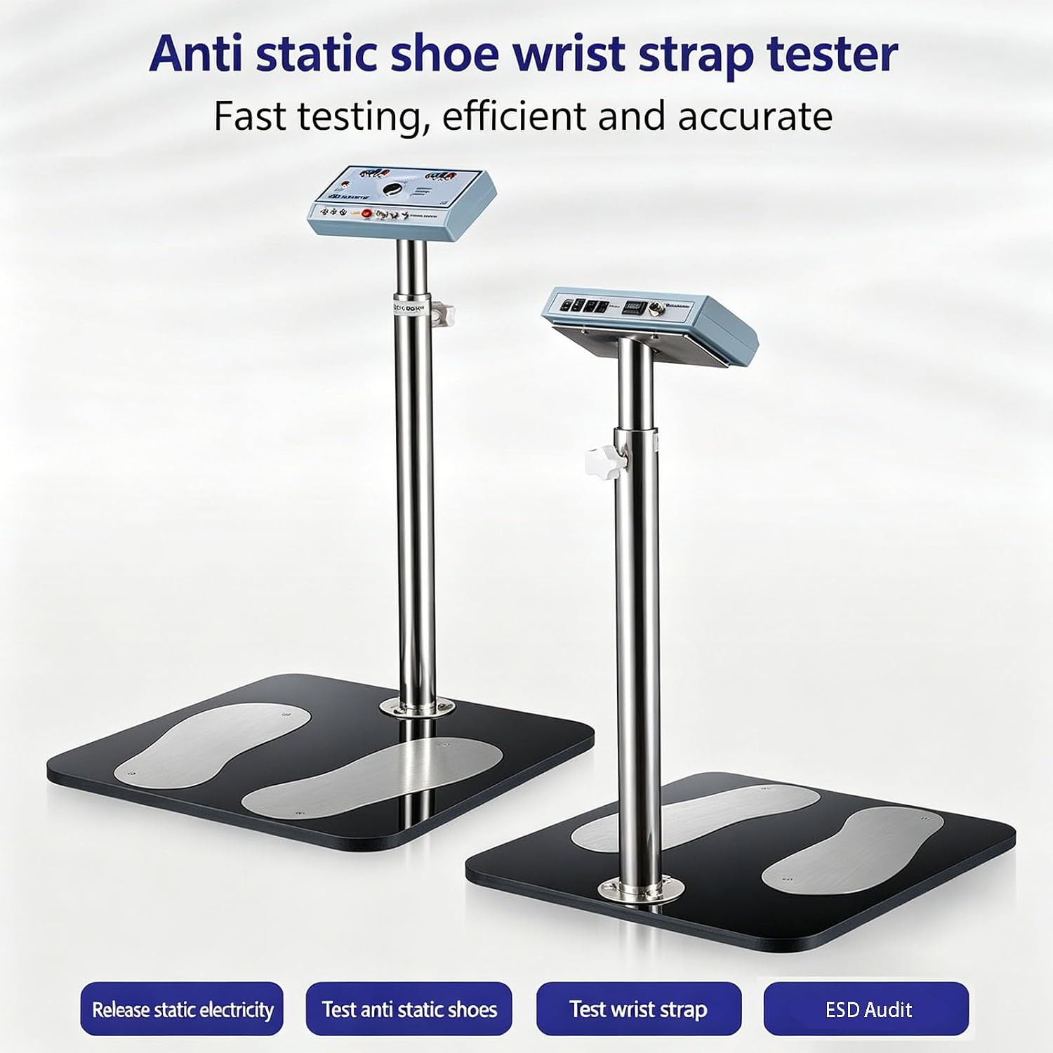 Human Body ESD Tester, Static Control Testing Device with Adjustable Stand and Audible Alarm, Human Body Static Discharge Device for Electronics Workshop