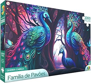 GGB Plast Quebra Cabeça Puzzle 2000 Peças Família de Pavões