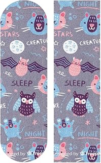 BEUSS Colorido Garabato Rosa Murciélago Gato Skateboard Griptape Antideslizante Autoadhesivo Longboard Griptapes Pegatinas de Agarre(84 * 23cm 1pcs)