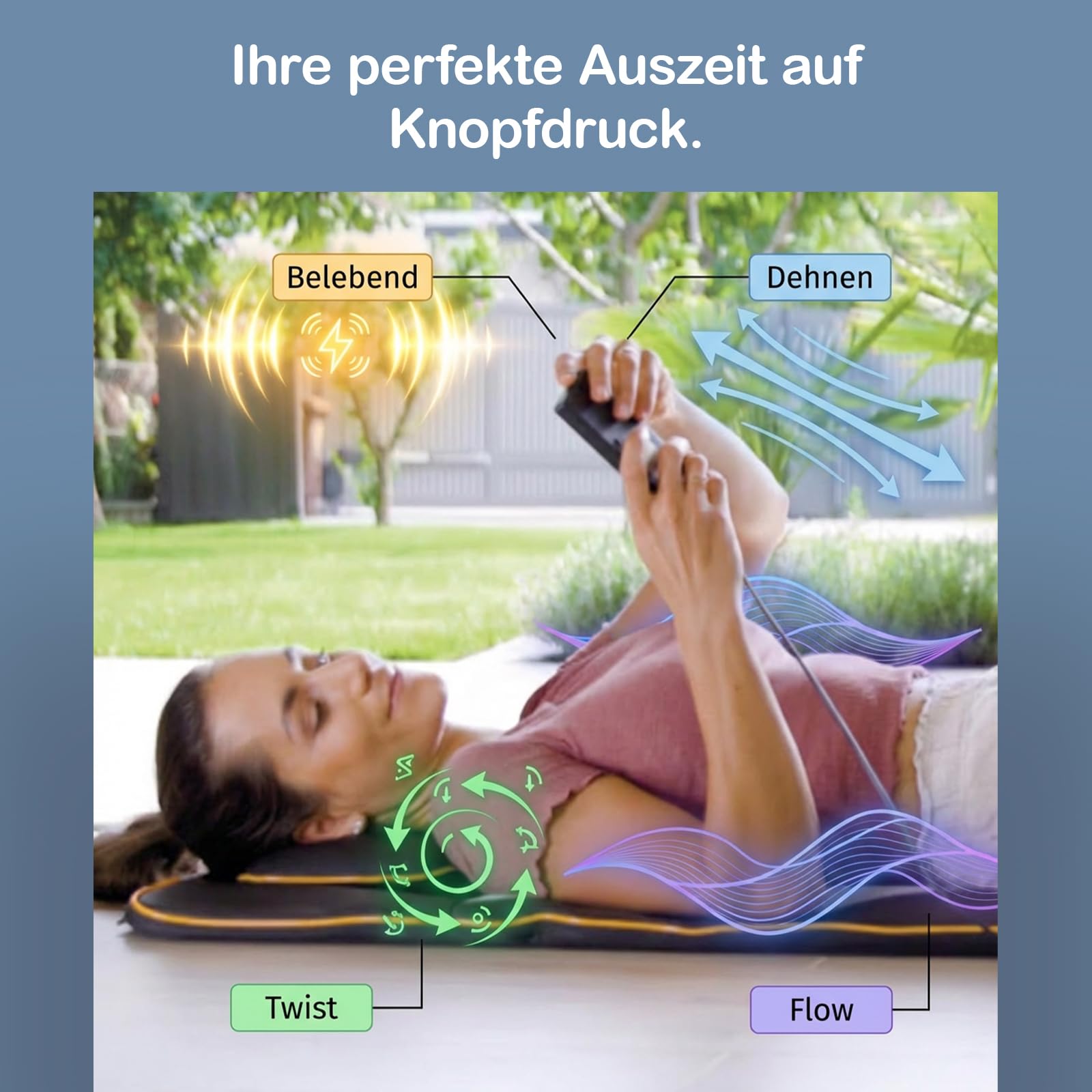 Belena Air Stretch - elektronische Stretch & Massagematte - Ganzkörpermassagematte mit Wärmefunktion - Massage - Yoga-inspirierte Dehnung für Schultern, Rücken und Nacken