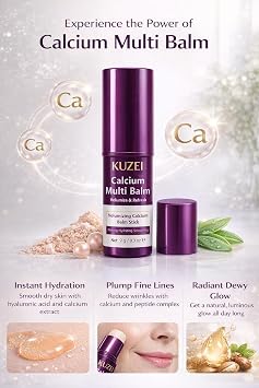 Anti-Aging Calcium Multi Balm Stick for Face, Eyes & Neck – Hydrating, Collagen Firming, Wrinkle Care & Volumizing Skincare – Portable Moisturizing Stick – by KUZEI.”