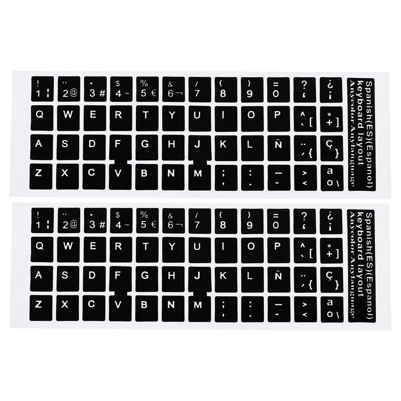 PATIKIL Español Teclado Pegatinas, 2 Paquete Universal Teclado Reemplazo Cubierta Lisa para Portátil Computadora, Negro Fondo Blanco Letras