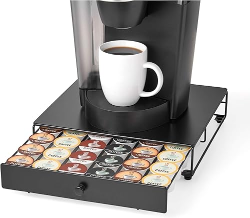 Miniatura 6 de Nifty Rolling Coffee Pod Drawer – Black Finish, Compatible with K-Cups, 36 Pod Pack Holder, Compact Under Coffee Pot Storage Drawer, Slim Home