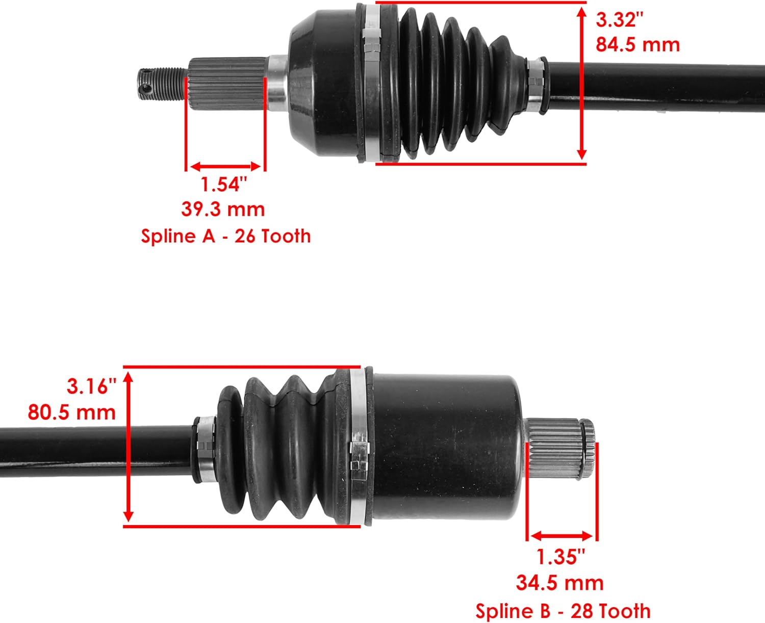 Caltric Rear Left and Right Complete Cv Joint Axles Compatible with Polaris Rzr S 900 Eps 2015