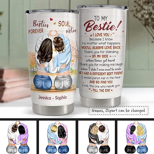 Miniatura 3 de SANDJEST Vaso personalizado de Besties Forever, vasos de 20 onzas y 30 onzas con tapa, regalo para mejores amigas, mujeres, niñas, amistad, hermana