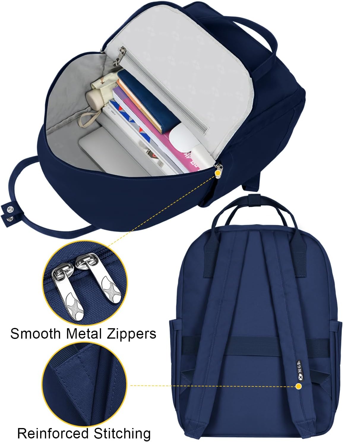 Lightweight Backpack for Women and Men, Water Resistant Small Laptop Backpack Purse Gifts for Travel Commute, Durable with Adjustable Shoulder Straps and Laptop Compartment (Dark Blue) - Image 5