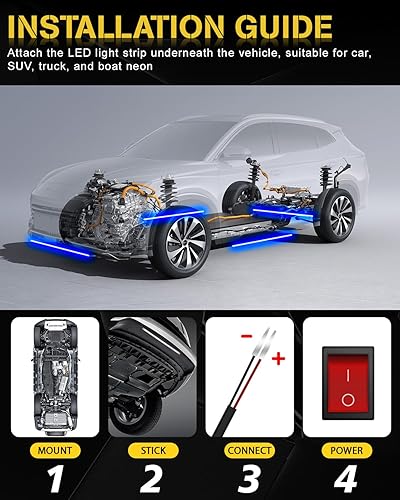 Miniatura 3 de YONGMING Tira de luces LED de 12 voltios, impermeable, azul, 12.6 pulgadas, luces LED para exteriores e interiores para carrito de golf, barco,