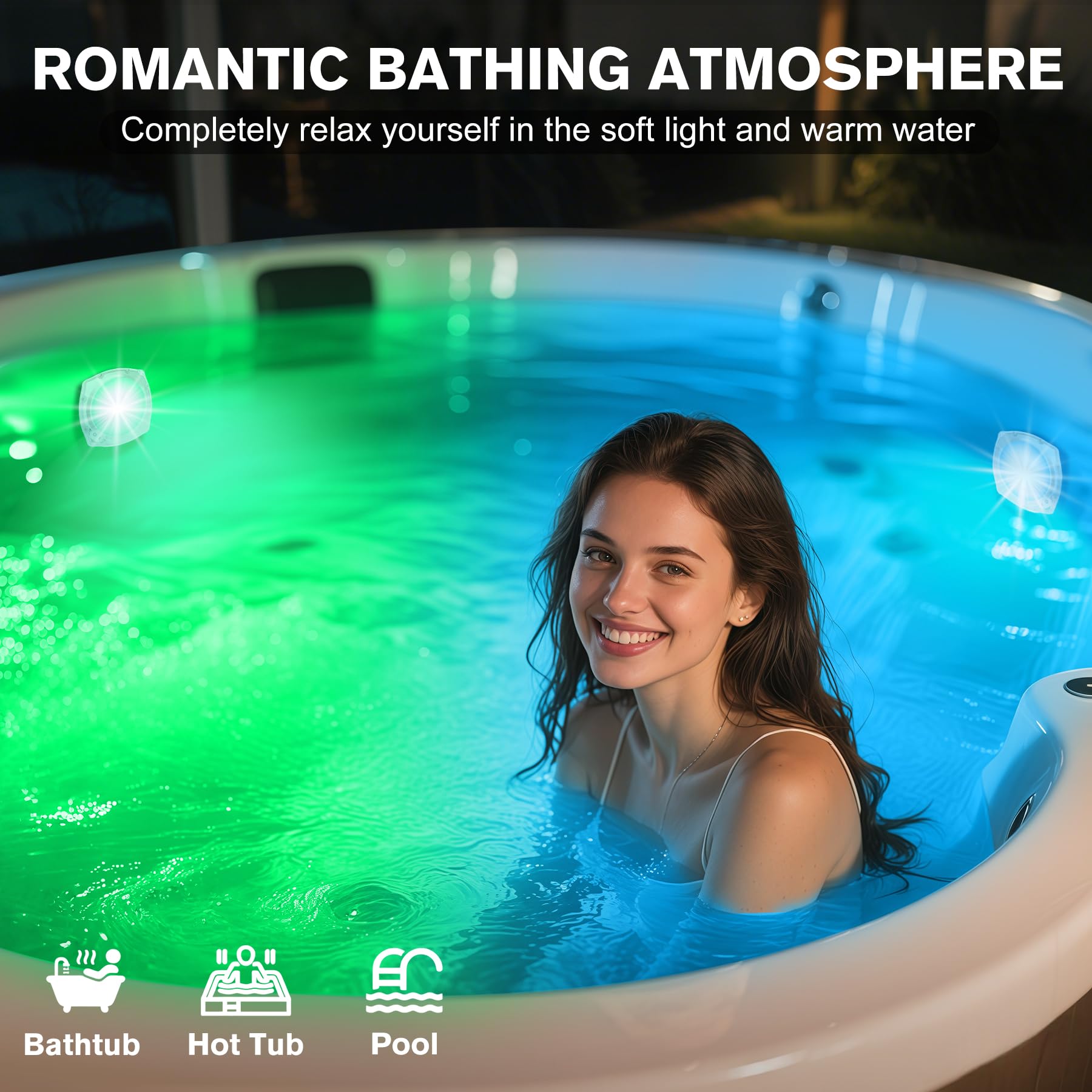 DeeprBetter Luces Piscina Sumergibles con Control Remoto, Recargable Luz Piscinas LED Bateria con 9 Modos Iluminación, IP68 Luces para Piscina Bajo el Agua, Luz Piscinas Sumergible sin Cable para Spa