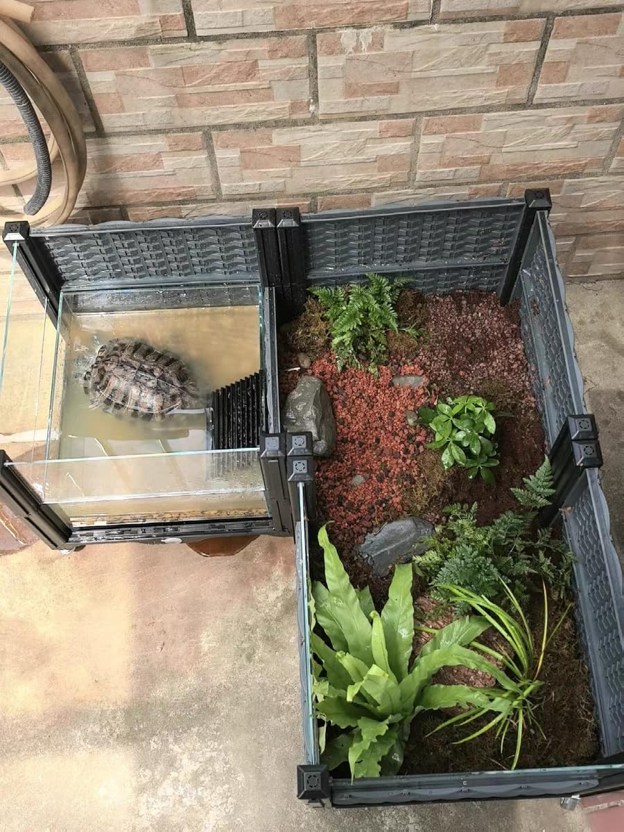 Hábitat de tortuga de agua poco profunda para tortuga, caja de reproducción de tortugas caseras, caja de cría ecológica, drenaje y ruedas - Hábitat de tortuga de 120 cm para tortugas, lagartos