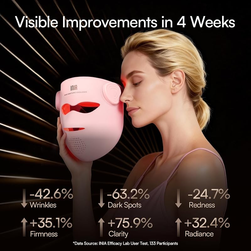 INIA Glow 4D Wireless Red Light Therapy Mask for Face, Dual NIR, 320 LEDs image 3