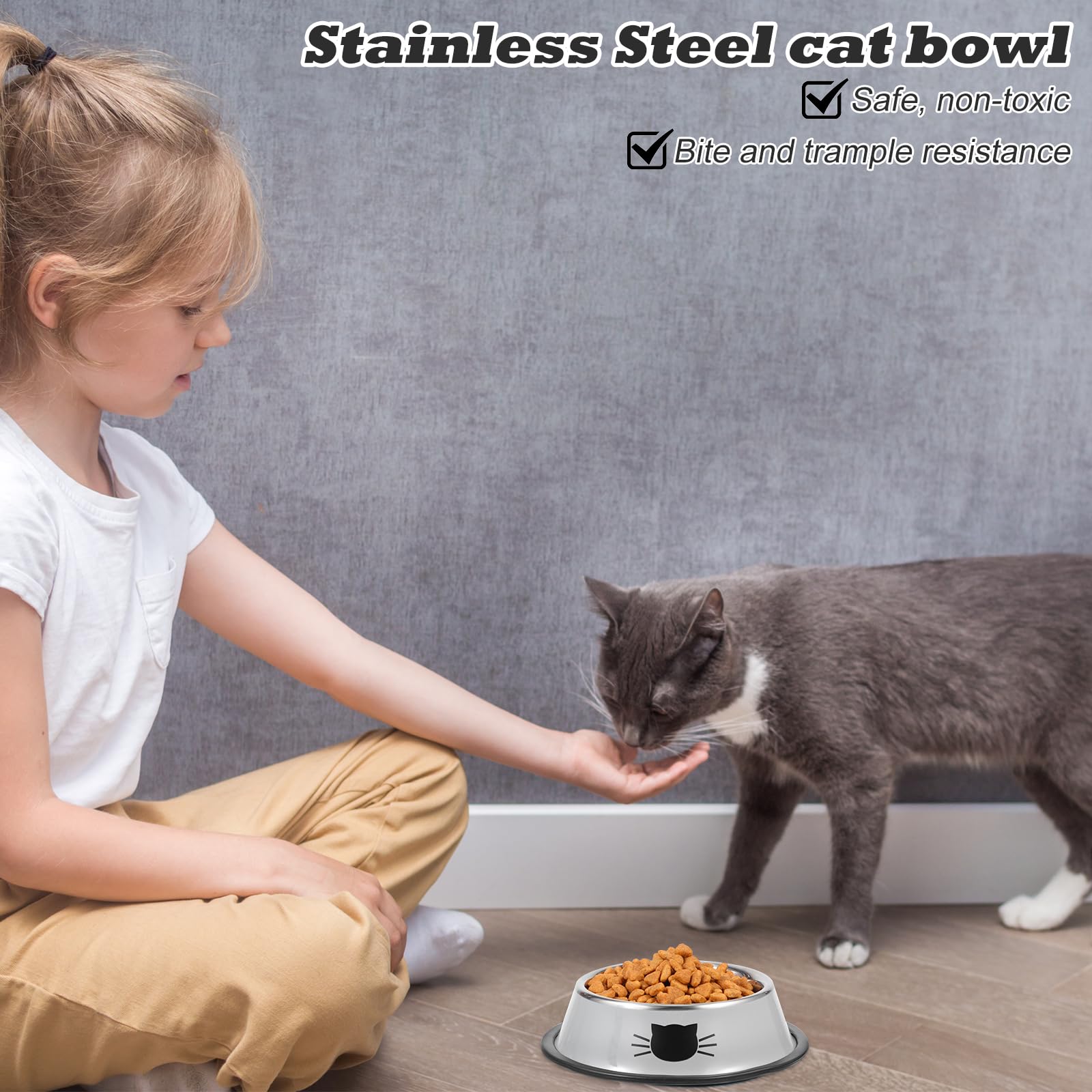 Katzennäpfe aus SSS-Stahl, mit Gummiboden, rutschfest, für kleine Haustiere, stapelbar, 10 Stück