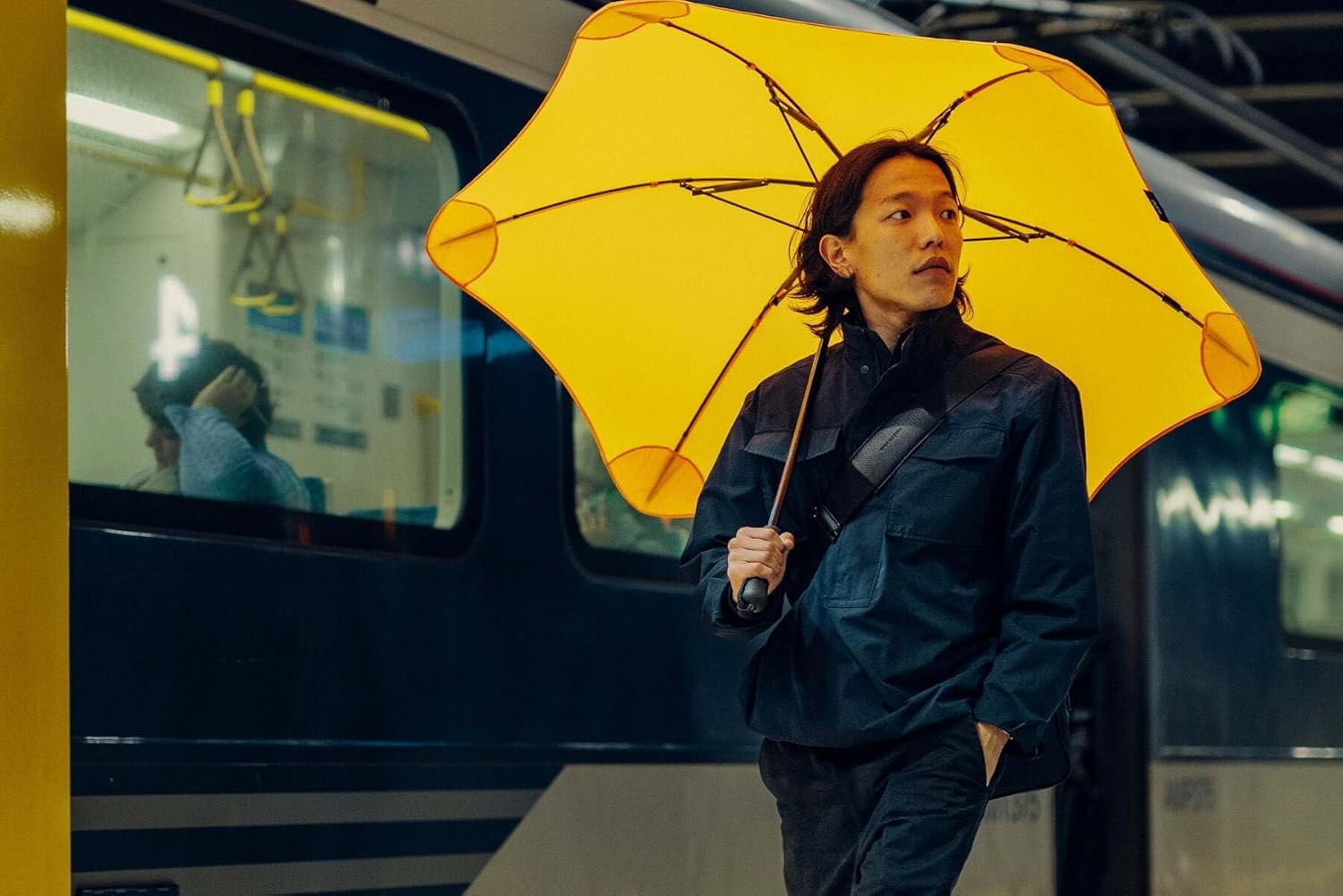 BLUNT Exec Windproof Golf Umbrella – 54" Large Umbrella for Wind and Rain, Durable Design for Travel & Sports, Heavy Duty, UV Protection - Citrus Yellow