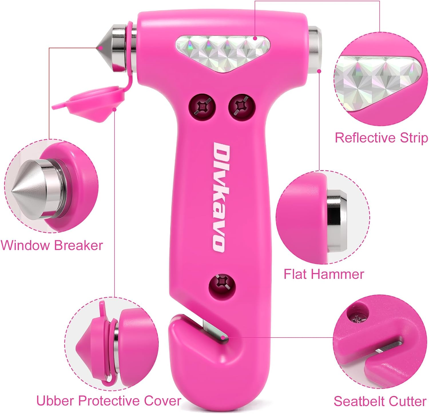 Window Breaker, 3-in-1 Emergency Escape Tool with Car Safety Hammer and Seat Belt Cutter, Safety Emergency Car Escape Tool Gift for Women