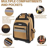 Vista 3 de Mochila para herramientas, mochila de herramientas resistente con base moldeada impermeable, paquete de trabajo para electricista para herramientas