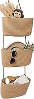 AARAINBOW 3 Tier Large Cotton Rope Wall Hanging Baskets Boho Storage Organizer for Nursery Bathroom Kitchen Brown